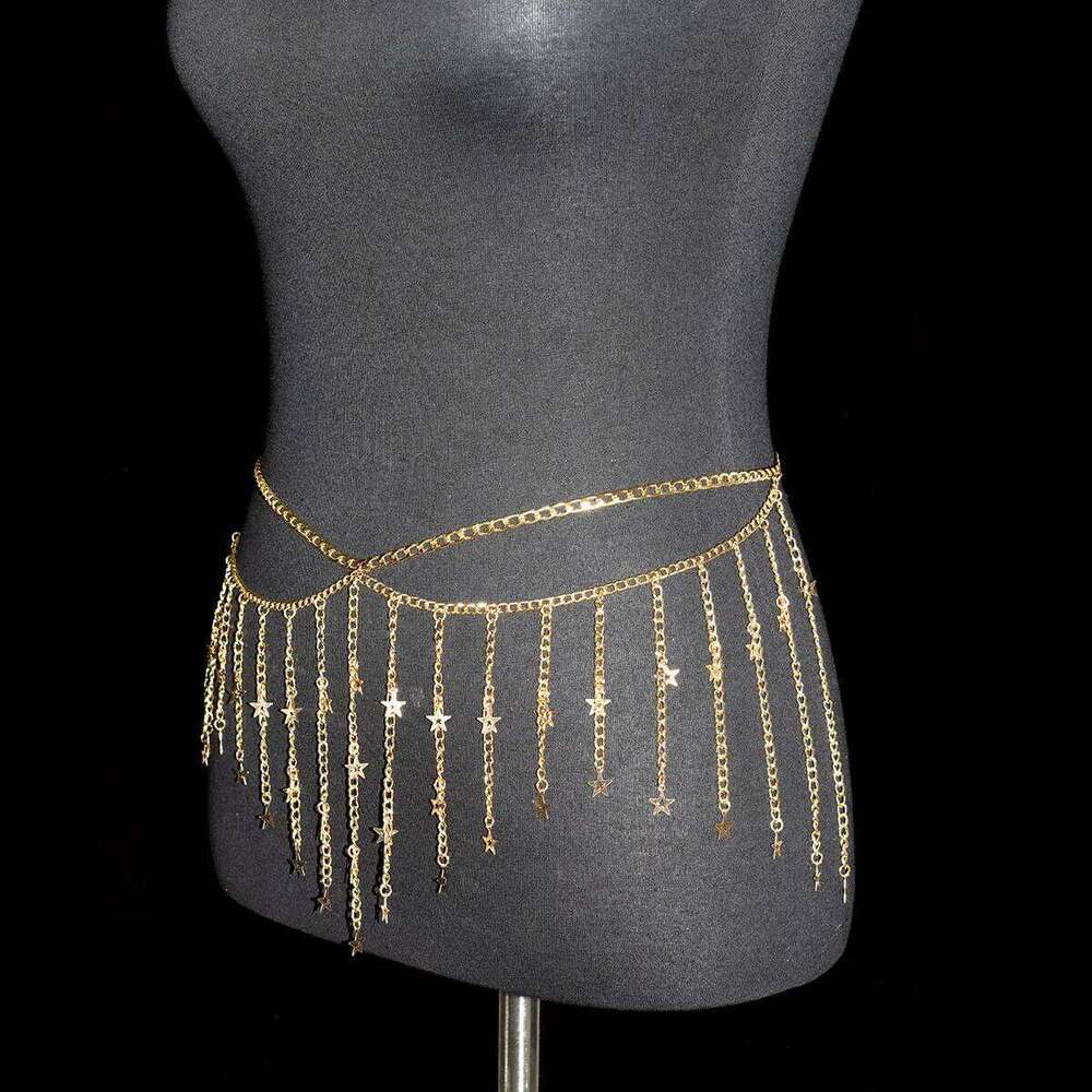 Festival Women's Metal Body Jewelry Sexy Fashion Belly Tzitzit Stars Waist Chain Birthday Party Daily Wear Accessories S260304