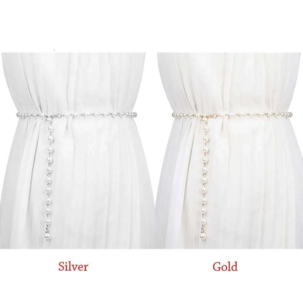 Waistband White Waist Chain All-match Pearl Pendant Belt for Women S260304