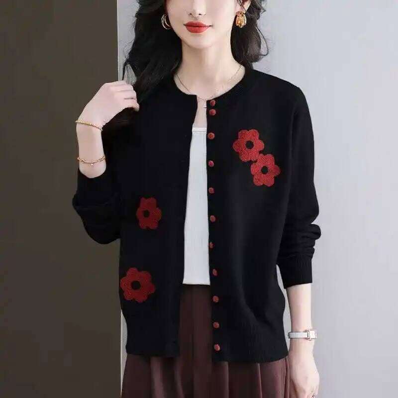 New Women Sweater O-neck Spring Autumn Knitted Cardigans Jacket Single Breasted Womens Sweaters Coat Female Knit Tops XJ260305