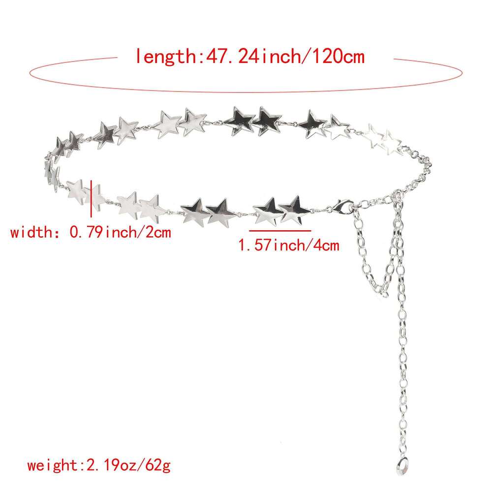 New star-shaped metal high-end style waist chain for trendy girl's matching with skirts pants and chains S260304