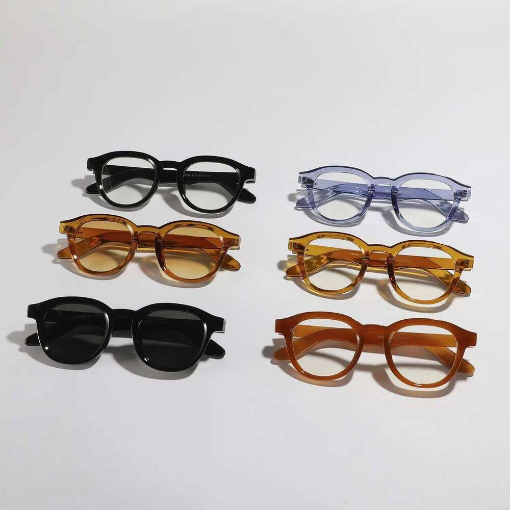 Fashion UV Protection Round Sunglasses Beach/Travel/Streetwear Vintage Shades Clear Lens Glasses for Women & Men Z260304