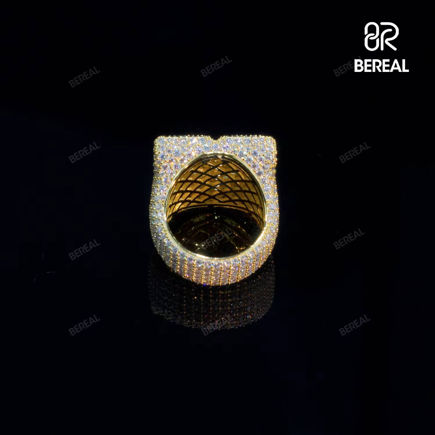 Wholesale Vvs Moissanite Hip Hop Letter Ring Iced Out Baguette Cut Gold Plated 925 Silver Fine Jewelry Rings For Men Women
