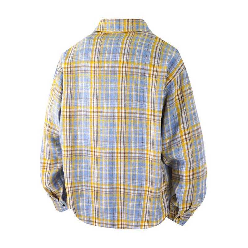 Mens Spring and Autumn Long-sleeved Checked Shirt Jacket Mens Shirt Autumn Clothes Versatile Casual Thin and Retro Shirt Jacket M260305