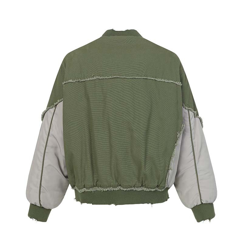 ABOORUN Hi Street Ripped Patchwork Denim Jackets Mens Vintage Turtleneck Cotton Coat 250827