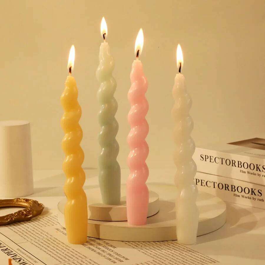 2pcs Ins Style Spiral Long Rod Aromatherapy Scented Soy Wax Candles Wedding Birthday Candle Home Decoration W260304 W260305