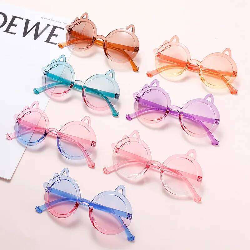 Travel Sunglasses Cartoon Kitten Eyeglassess for Boy Girl Children Rimless Casual Sun Glasses 2025 UV400 Z260305