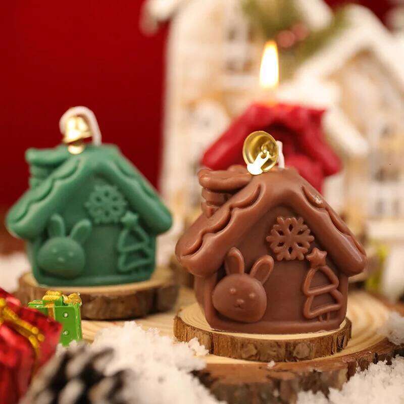House Scented Candles for Room Decoration, Festive Christmas Cabin-Shaped Candles, Home Decoration Ornaments W260304 W260305