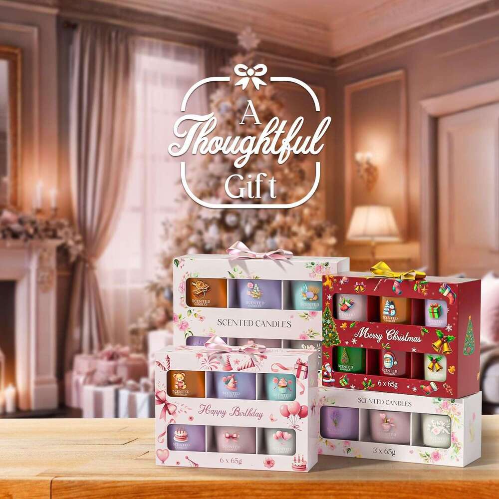 Cross-Border Amazon Christmas Glass Cup Scented Candle Gift Set 3-Pack Soy Wax Fragrance Bedroom Decoration W260305