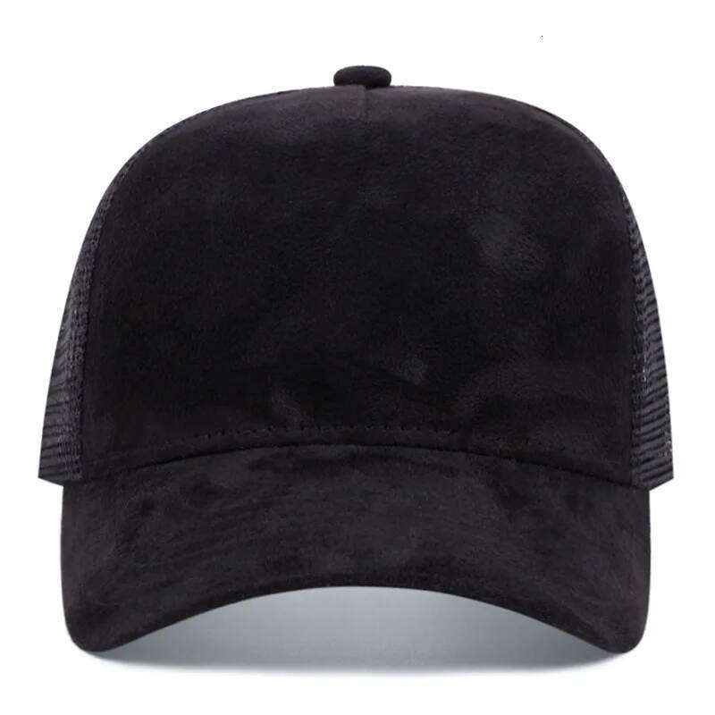 1 PC Spring Summer Suede 5 Panel Mesh Baseball Cap Big Head Unisex Trucker Hat Men And Women Sport Snapback Caps Y260304