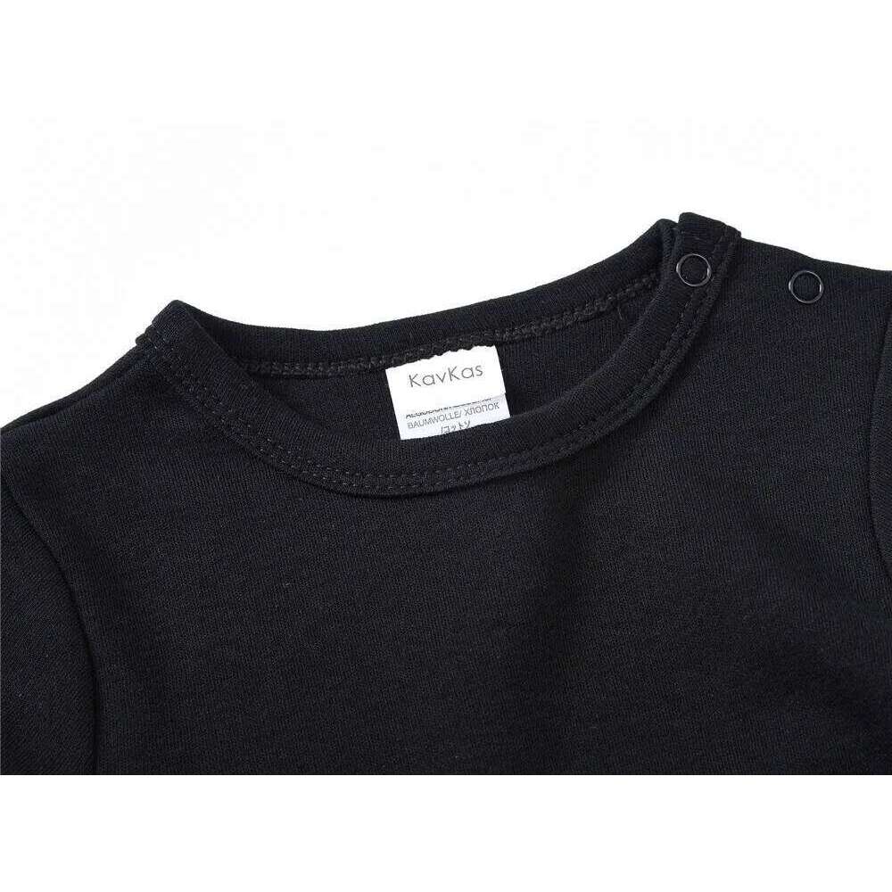 Kavkas Solid Black Baby Rompers Unisex 0-18M Full Sleeve Clothes One Piece 100% Cotton Overalls Infant Jumpsuit Z260304