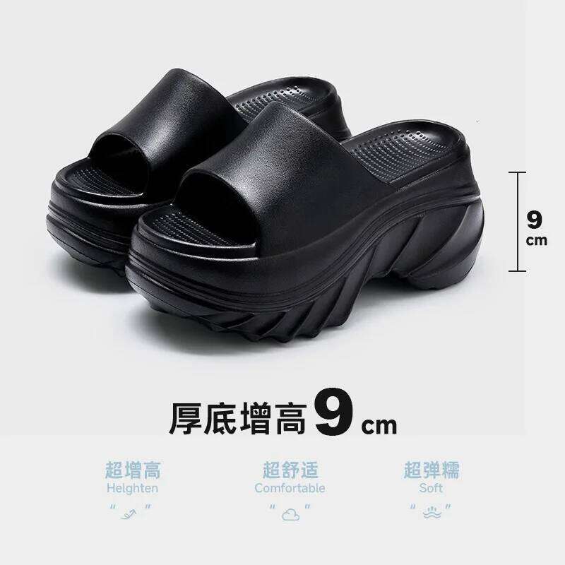 9cm Heel height Shoes Indoor Outdoor Slippers For Women Home Beach Slides Soft EVA Thick Sole Anti-slip Girls Street Sandals
