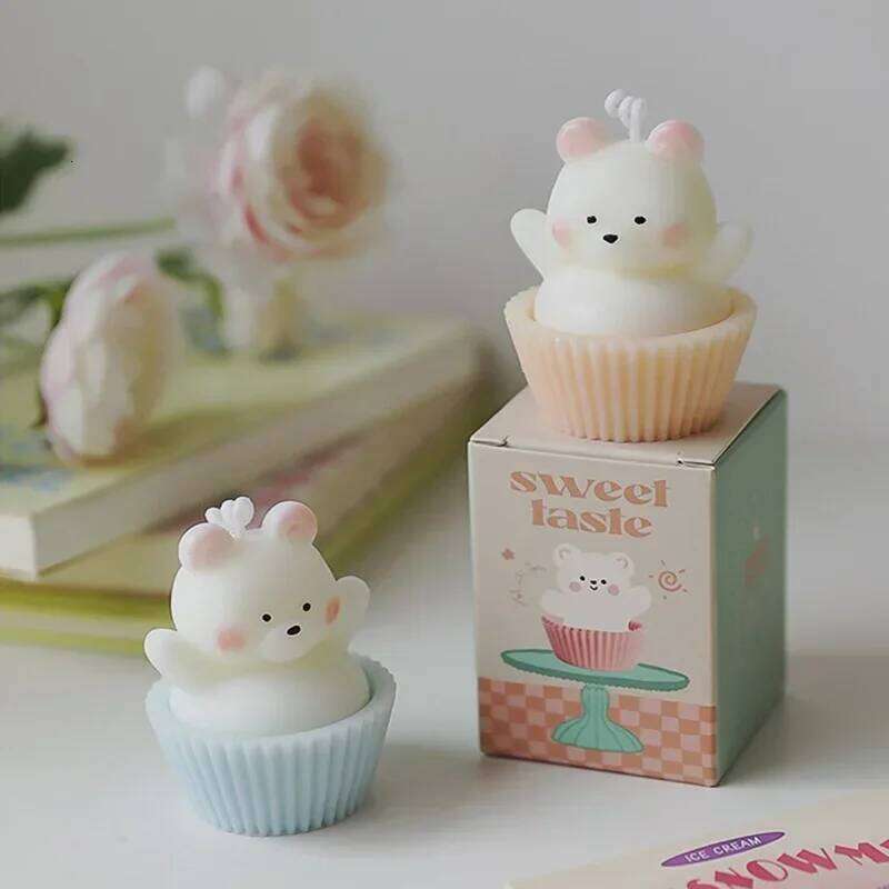 Handmade Cake Bear Scented Soy Wax Candles Aromatherapy Birthday Candle for Wedding Party Home Decoration Photo Props W260304 W260305