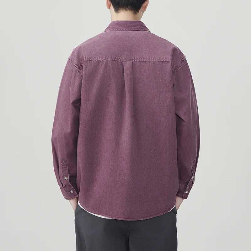 2026 Spring Autumn New Loose Cargo 100 Cotton Long Sleeve Shirt for Men Simple Classic Daily Shirts M260305