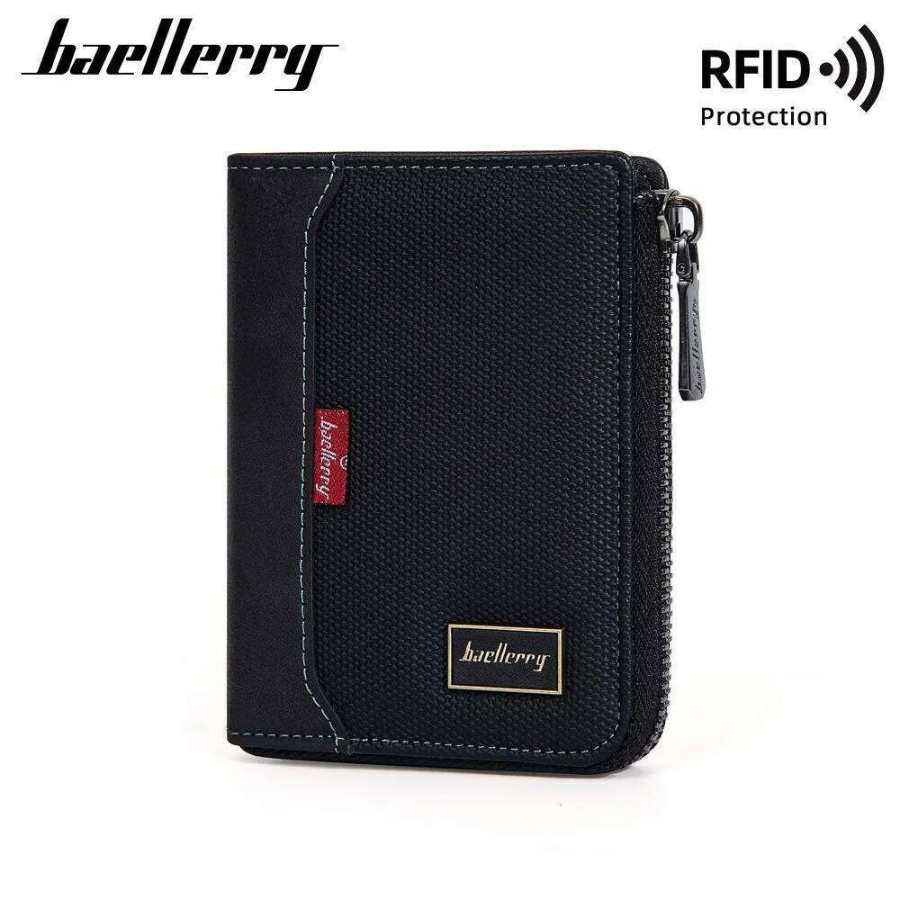 Baellerry Men's RfID Blocking Wallet Full Zipper PU Leather Card Holder Multi Slot Anti - Theft Bifold Purse C260304