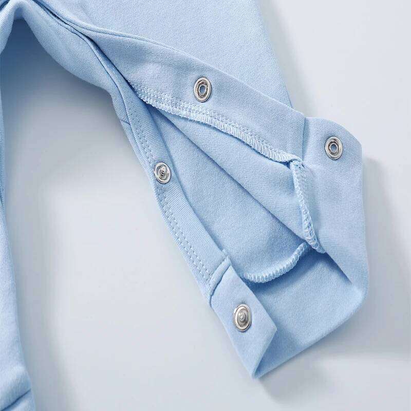 Baby Clothing Jumpsuits 0 To 6 Months Cotton Long Sleeves Solid Color Footless Button-up Onesies Newborn Boy Girl Outfits Z260304