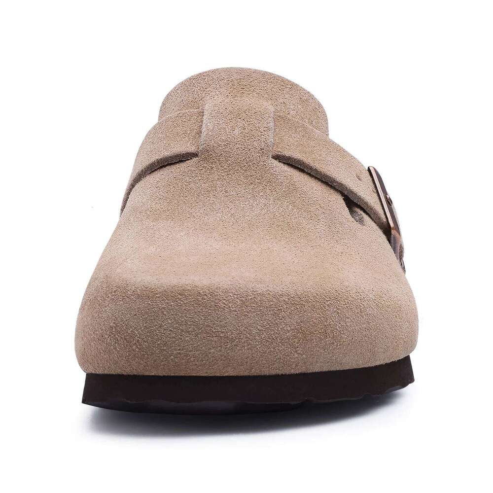 Kidmi Women's Genuine Suede Soft Footbed Leather Potato Shoes Comfort Slip On Clogs with Arch Support Fashion Home Slipper