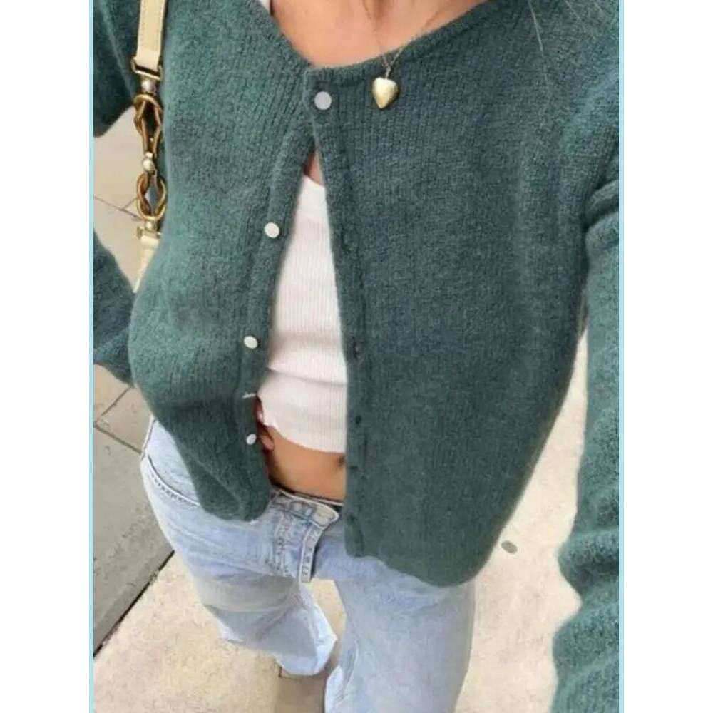New Fashion Basic Women Solid Color Round Neck Long Sleeve Sweater Coats Casual Versatile With Button Soft Warm Cardigan Jackets XJ260305