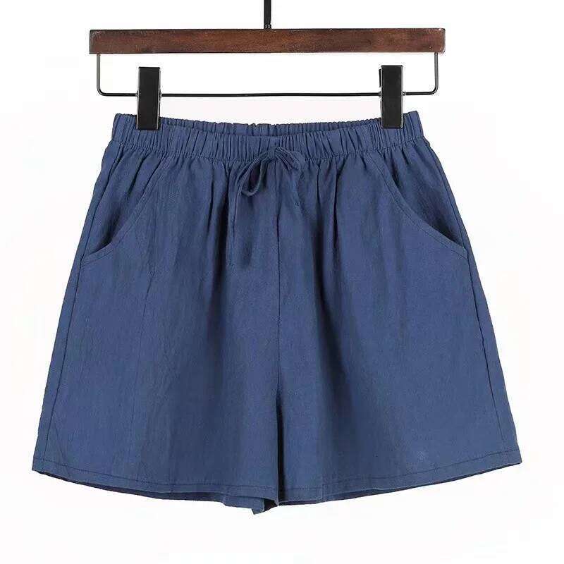2024 New Summer Cotton Linen Beach Shorts Women Basic Short Pants Mini Wide Leg Trousers Ladies Fashion Casual Home Streetwear XJ260305