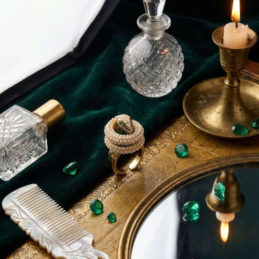Vintage Snake-Shaped Earrings Necklace And Ring Set Exquisite Niche Fashion Accessories Light Luxury Palace-Style Jewelry High-Quality