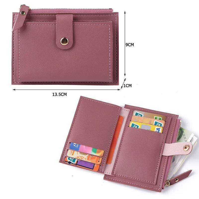 Fashion Women Leather Female Purse Mini Solid Multi-Cards Holder Coin Short Wallets Slim Small Wallet Zipper Hasp C260304
