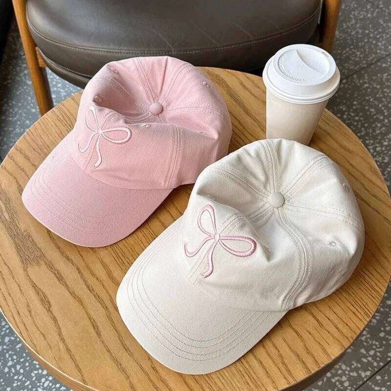 Sweet Bowknot Baseball Cotton Adjustable Snapback Spring Autumn Embroidery Women's Cap Outdoor Casual Sun Visors Hat Y260304