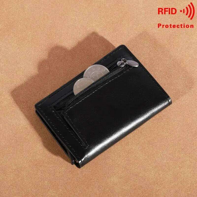 Custom Card Holder Wallets Rfid Black Carbon Fiber Leather Minimalist Wallet GiftsFor Men Personalized Male Purses C260304