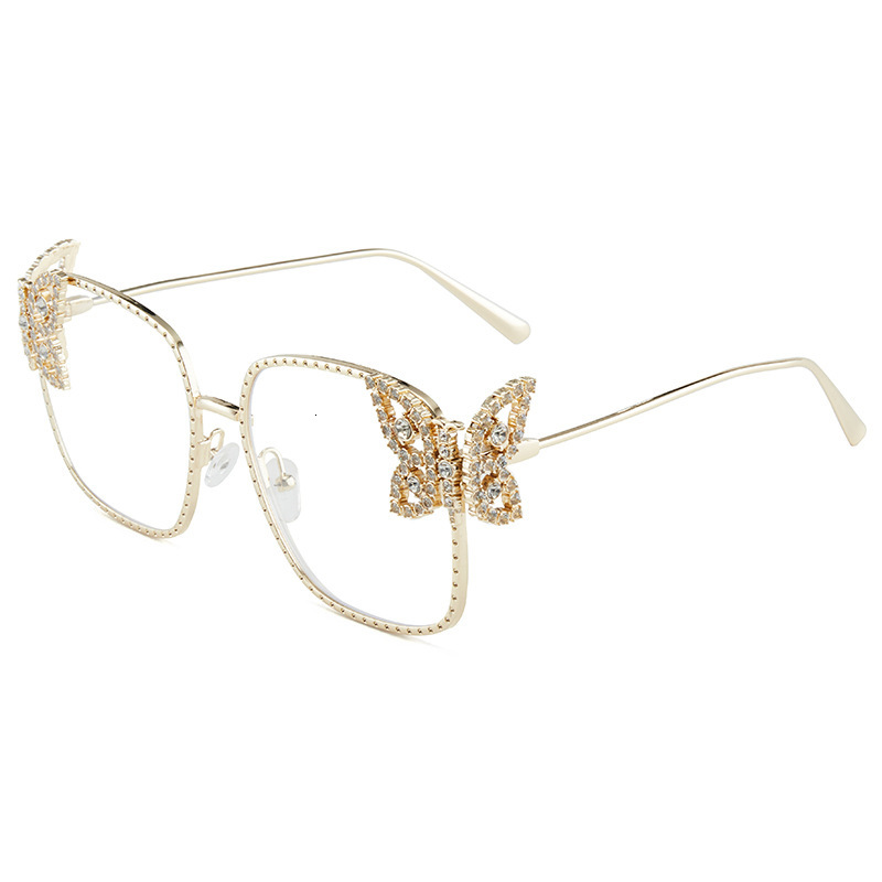 2026 New Designer Luxury Brand Box Women's Luxury Diamond Inlaid Sunglasses Butterfly Metal Frame Exquisite Sunglasses Fashion Glasses Non Prescr