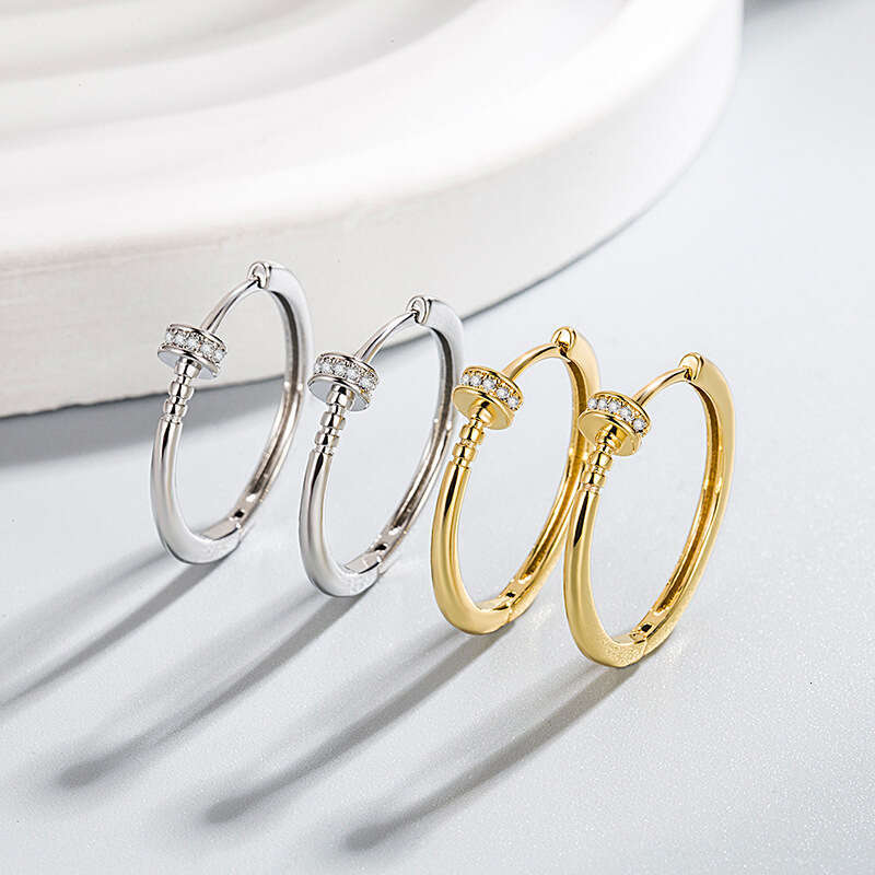 Womens Jewelry Earrings Hoop Korean Style Fashionable Round Zircon Inlaid Simple Elegant Geometric Designer Ear Accessories Multi-Scene Wear Ear Ornam