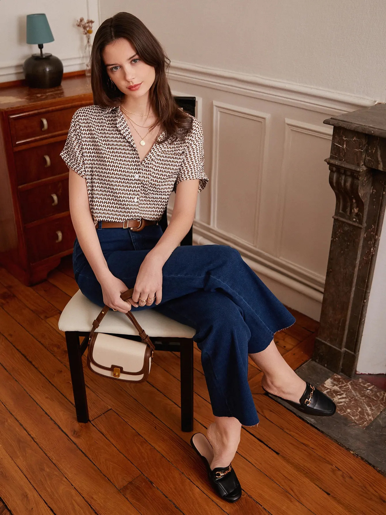 Summer Thin Temperament Womens Shirt Short Sleeve Vintage Striped Work Tops Shirts Clothing 260228