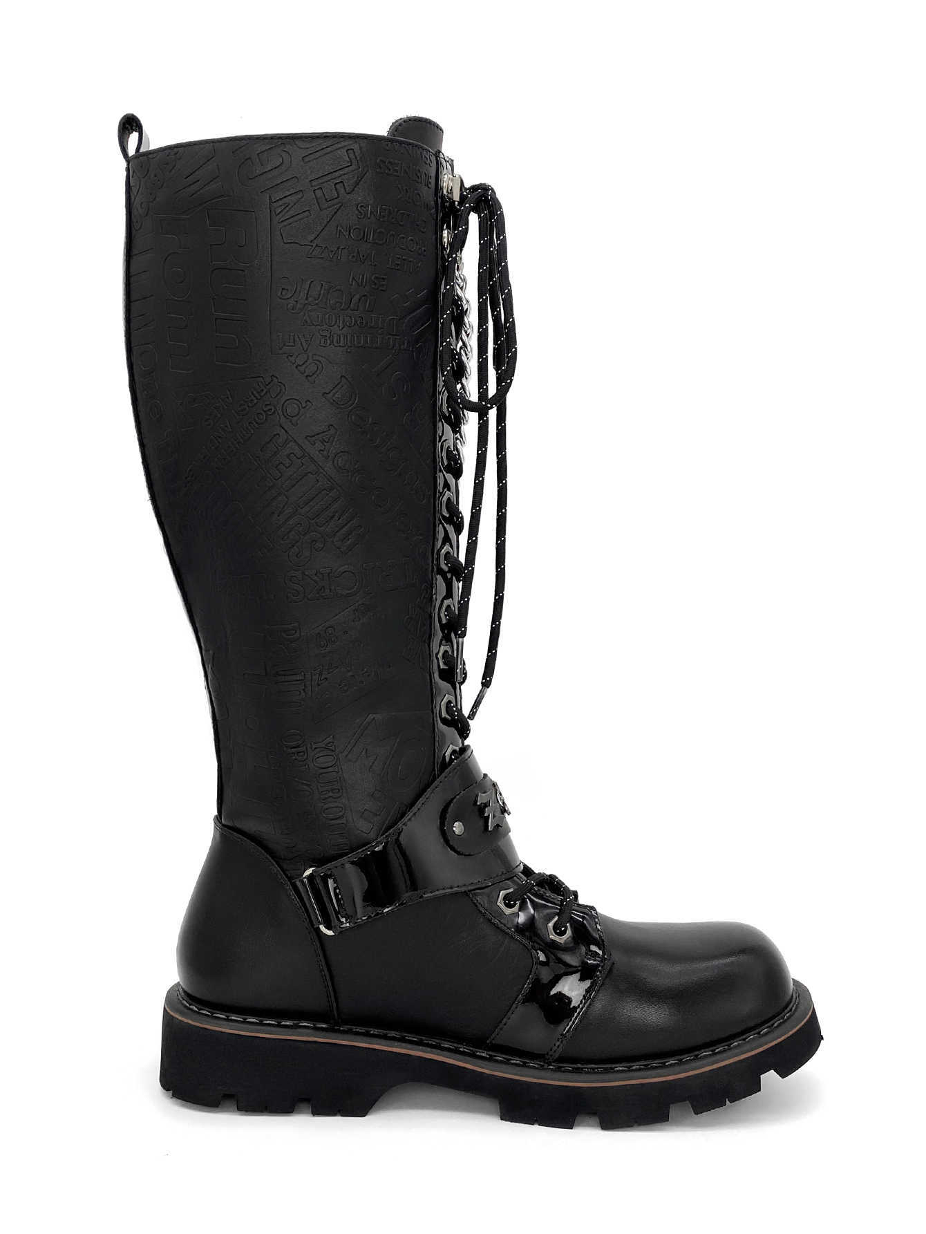 Men Boots Fashion Motorcycle Boots Luxury Vintage Knight Boot Designer Mens Shoes Black Knee Boots With Chain Decoration G01