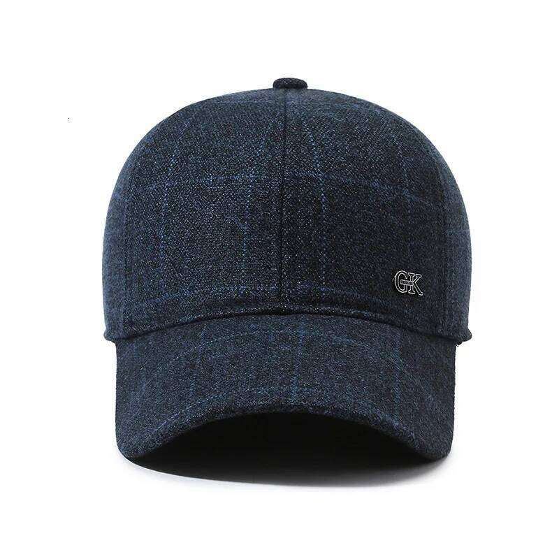 Hat Men Autumn/Winter Generous Grid GK Baseball Ear Protection Middle-Aged And Elderly Outdoor Warm Windproof Duckbill Cap Y260304