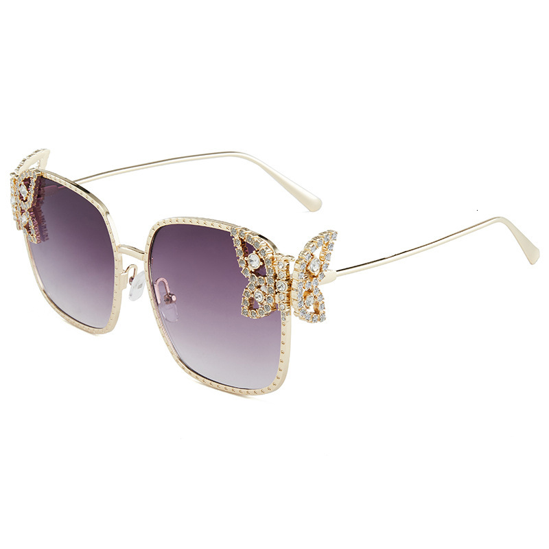 2026 New Designer Luxury Brand Box Women's Luxury Diamond Inlaid Sunglasses Butterfly Metal Frame Exquisite Sunglasses Fashion Glasses Non Prescr
