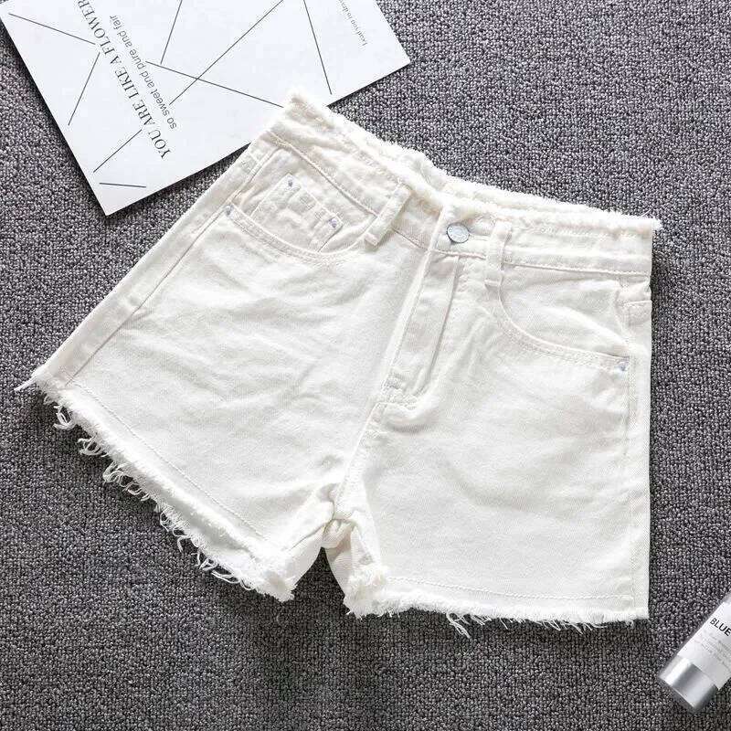 2025 Summer Woman High Haist Shorts Fashion Rough-edges Denim Short Schoolgirl Casual Pants Blue Black White Jeans XJ260305