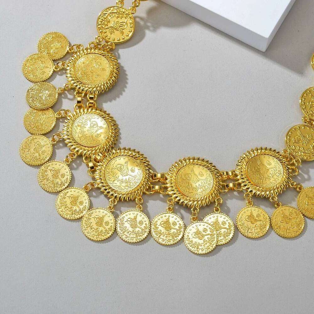 New Fashion Chain Afghan Kurdish Jewelry Belt Gold Color Coin Tassel Waist Necklace For Women Skirt Accessories S260304