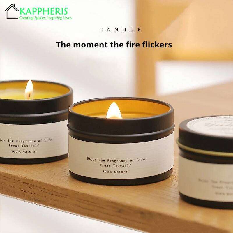 Black Tin Scented Aromatic Wooden Wick Candle Jars with Lid Classic Home Decorative Candles Luxury Citronella W260304 W260305