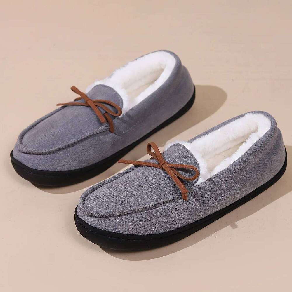 Kidmi Winter Fuzzy Cotton Casual Antiskid Outdoor Cute Bow Plush House Shoes Warm Cozy Fluffy Women Shoe