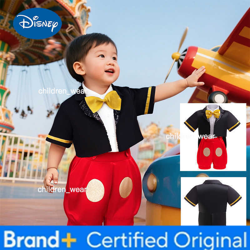 Disney Mickey Same Suit Boy Stage Performance Clothes Kids Panties Baby Short-sleeved Three-piece Set Christmas Costume Mickey Set H260305