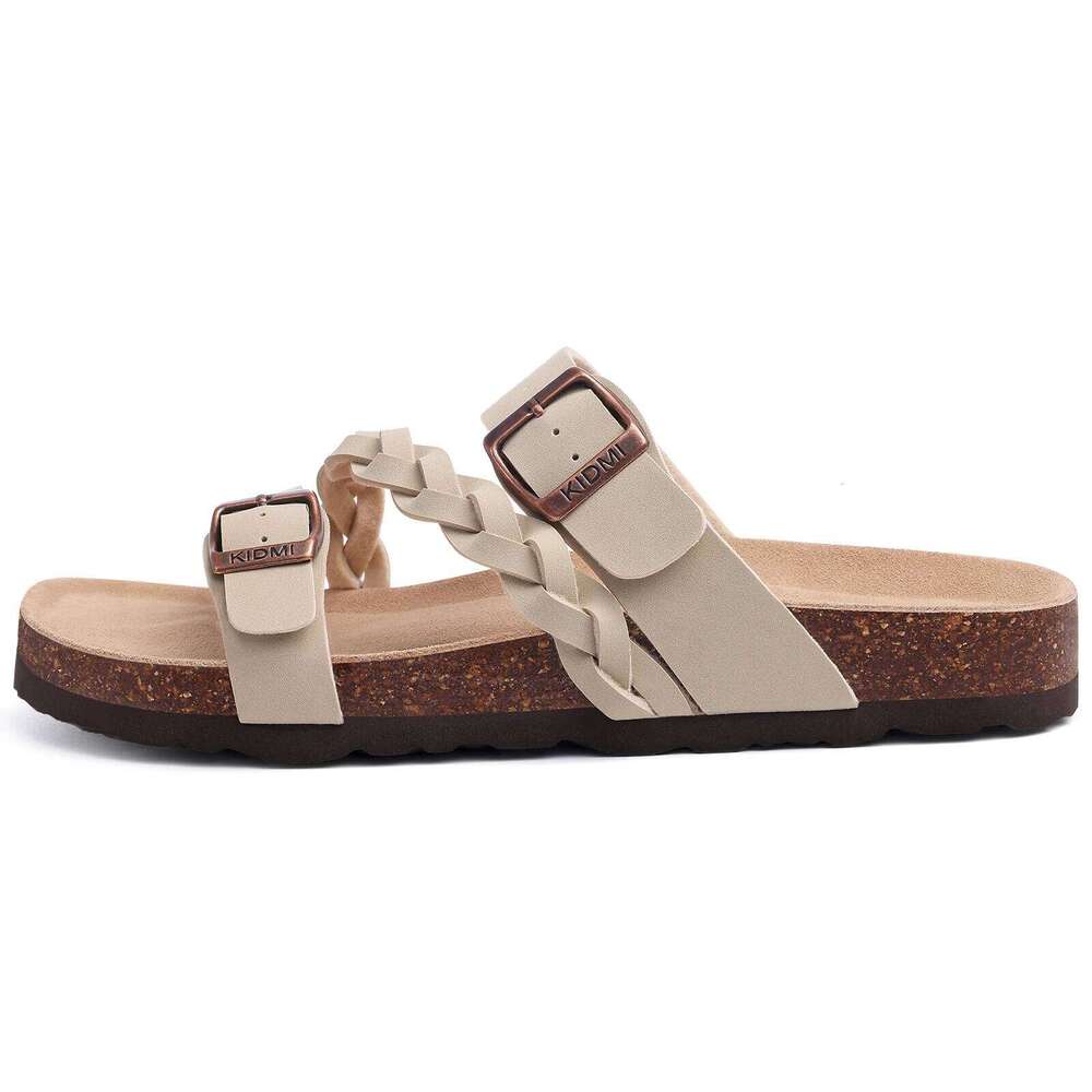 KIDMI Women's Cork Footbed with Arch Support Comfortable Slip-On Slide With Adjustable Buckle New Summer Sandals