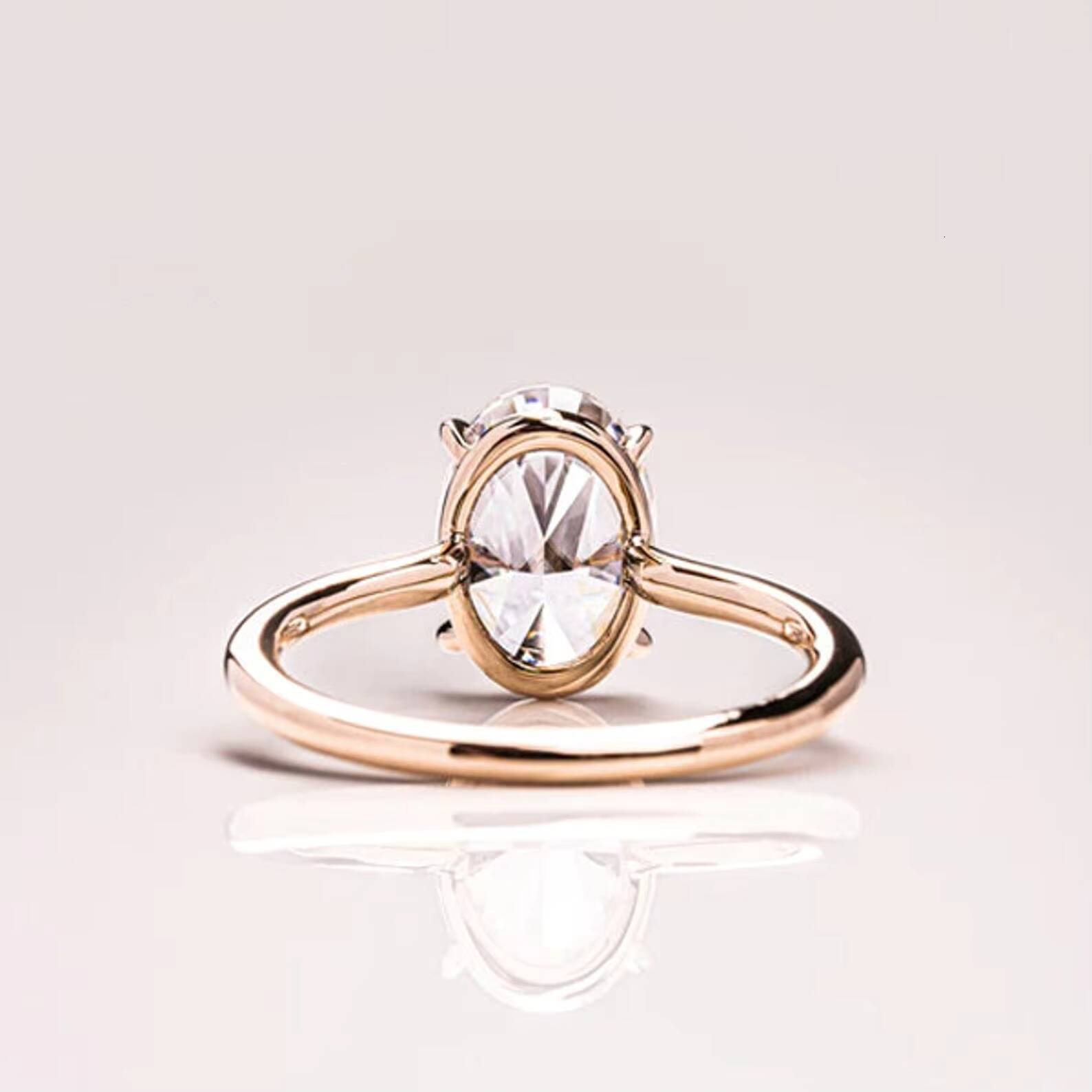 Natural Oval Cut Diamond Engagement Wedding Ring 14k Solid Yellow Gold Prong Set Pure Diamond Solitaire Ring Fine Jewelry