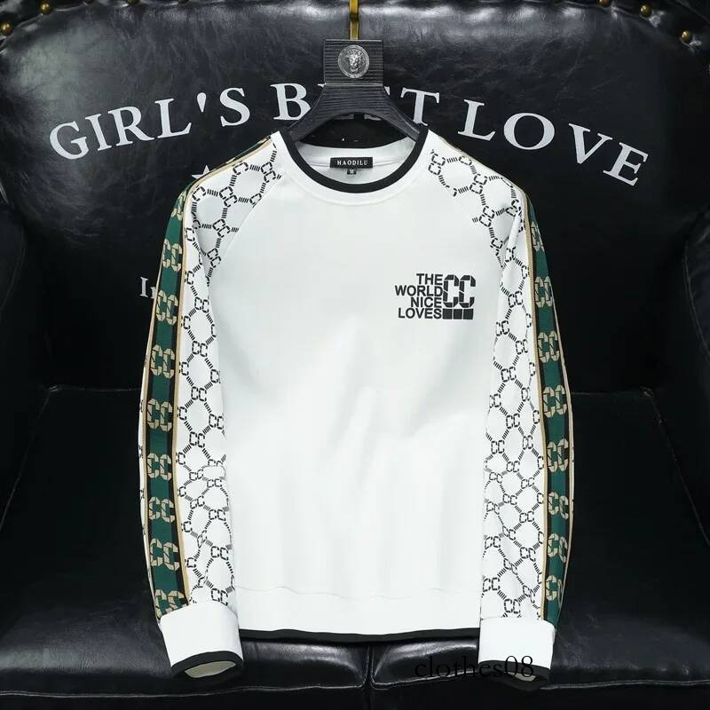 Fashionable Men's Long Sleeve round Neck Sweatshirt Heat Transfer Printing Embroidery Casual Comfortable Loose Fit Streetwear