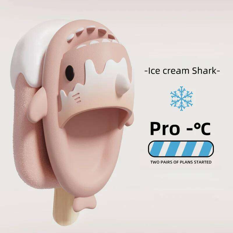 2024 Ice Cream Shark Women's Cute Girl's Indoor Household Anti slip Couple Men's Summer Slippers
