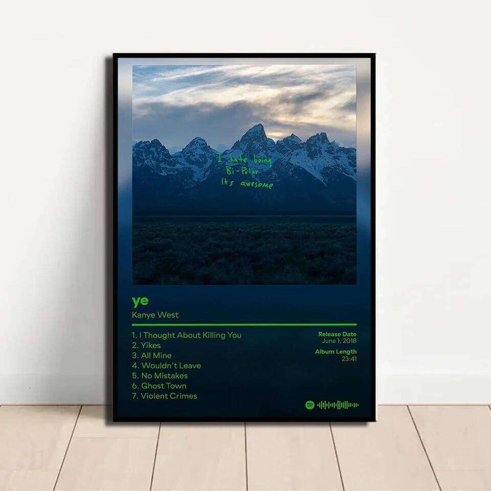 Rap Singer Kanye West Art Poster, Music Album Cover High-definition Printed Canvas Painting, Home Wall Decoration, Frameless 26L0305