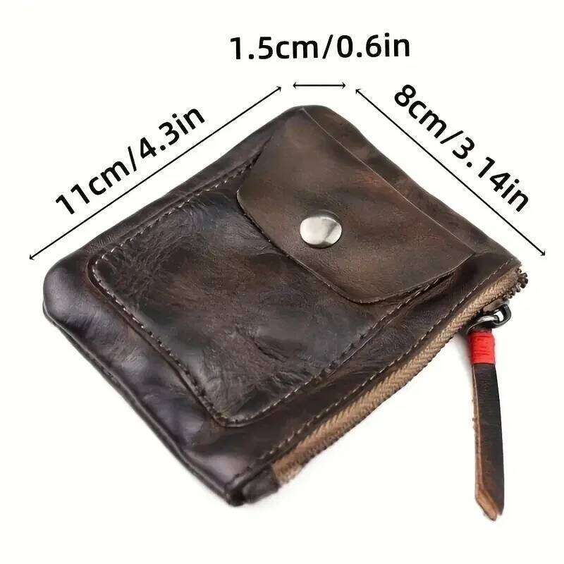 Cowhide Genuine Leather Men's Minimalist Wallet Credit Card Holder Earbuds Pouch C260304