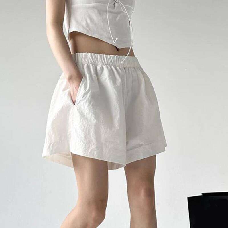 2025 New Elastic Shorts for Women Summer Thin Style High Waist Female Casual Solid Short Wide-Leg Pants Mujer XJ260305