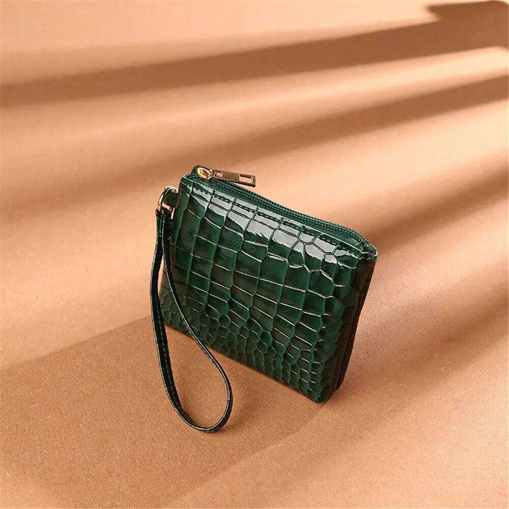 Solid Color Purses Zipper Crocodile Change Bag PU Card Coin Wallet C260304