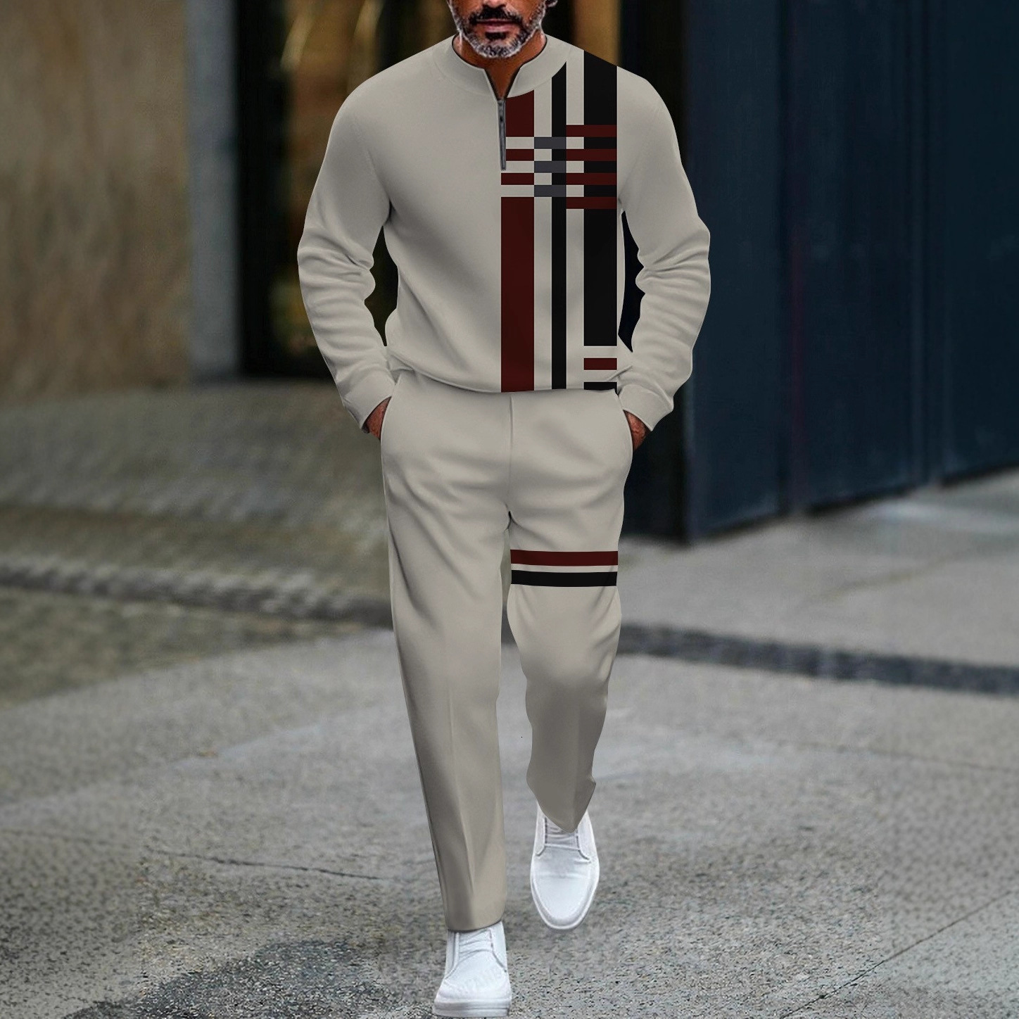 Luxurious Brand Designer Clothing 2026 New Style Half-zip Pullover T-shirt For Men - Casual And Fashionable Long-sleeved Clothing - Men's Sportsw