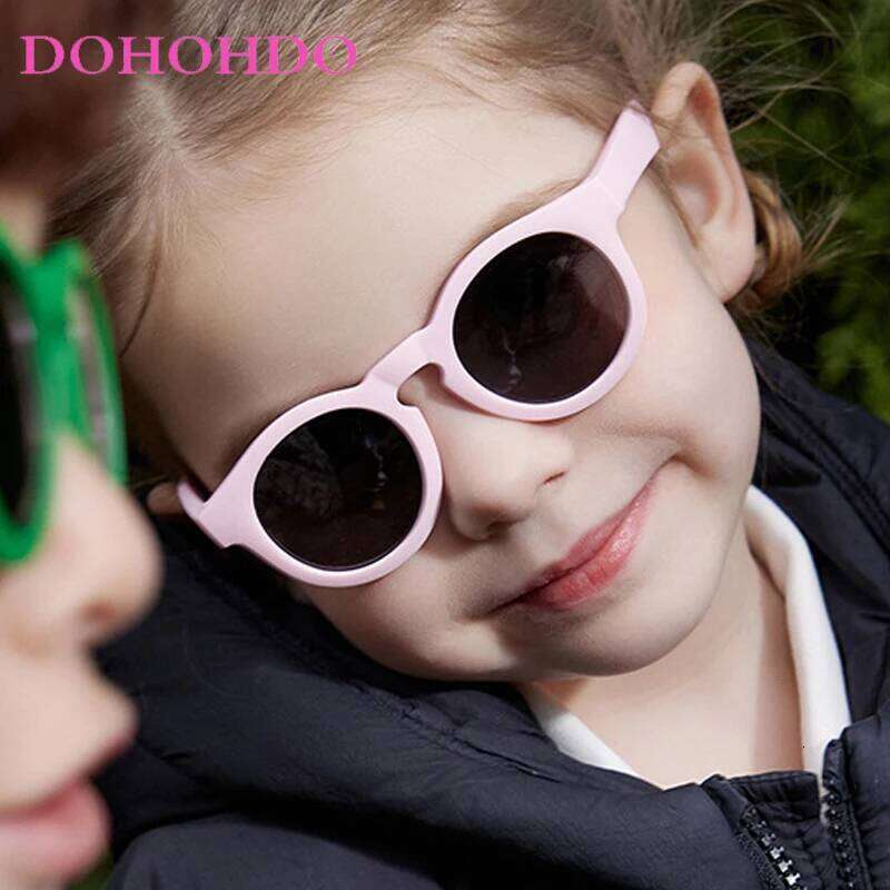 Silicone Flexible Kids Sunglasses Oval 3-10 Baby Sun Glasses Outdoors Polarized Anti UV Child Eyeglasses With Strap Neck Cord Z260305