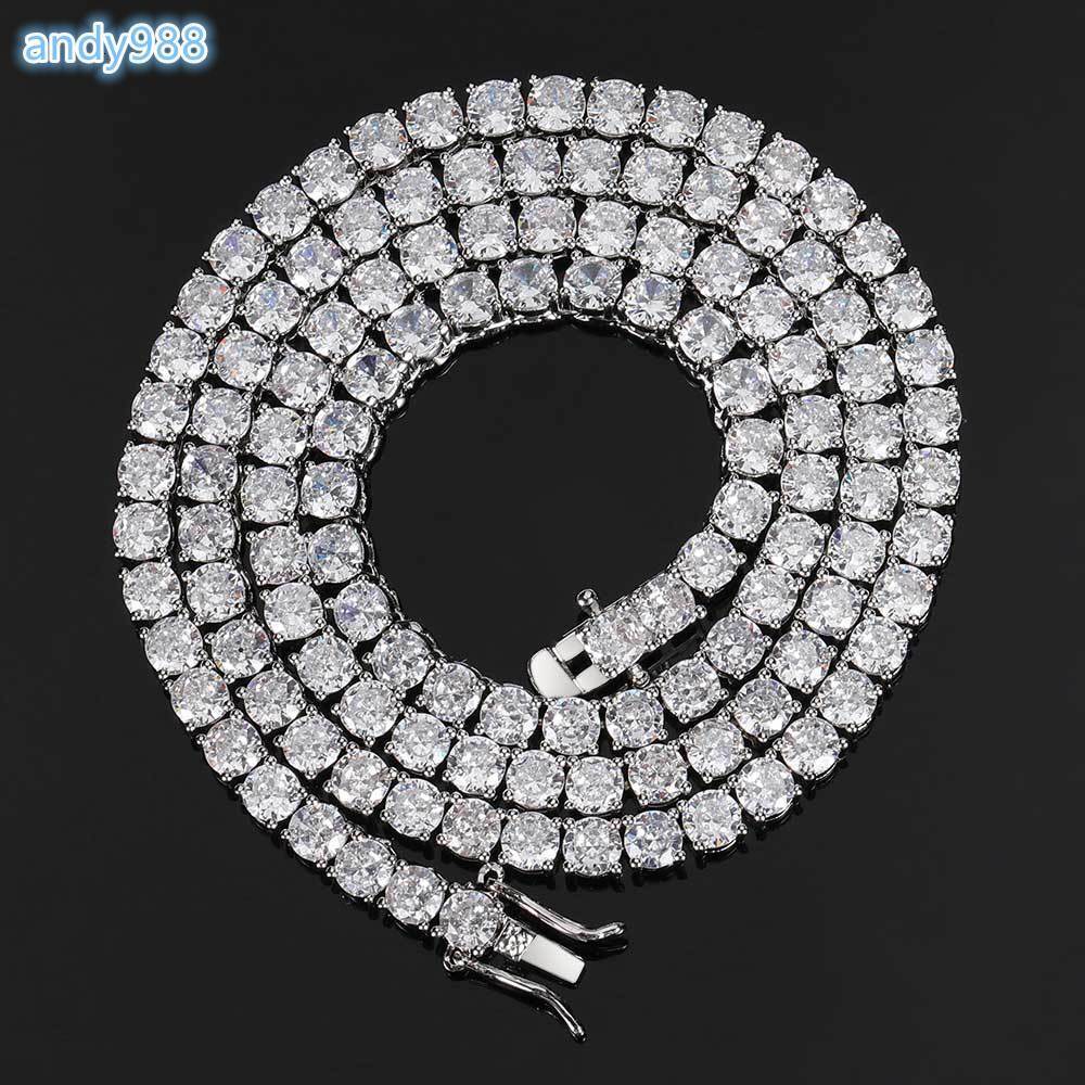 Custom Hip Hop Jewelry 3mm 4mm 5mm Iced Out Tennis Chain Necklace White Gold Shiny VVS Moissanite Necklace Bracelet