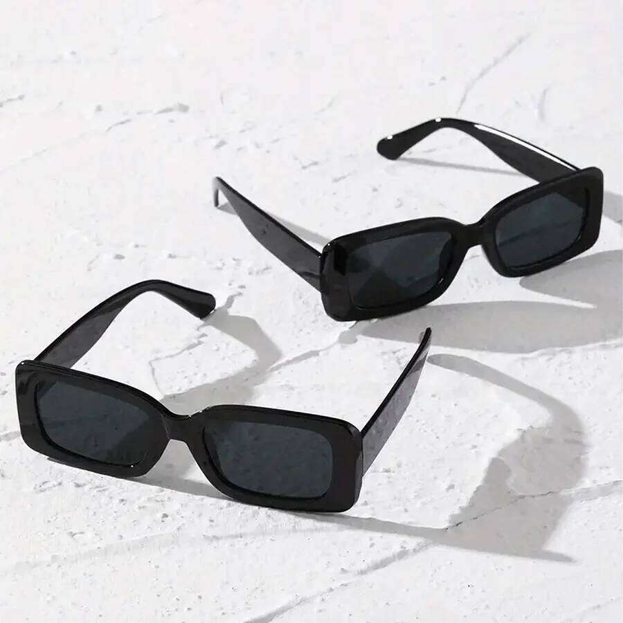 2 Pairs Unisex Trendy Square Sunglasses, Fashion Decorative Glasses For Daily Wear Z260304