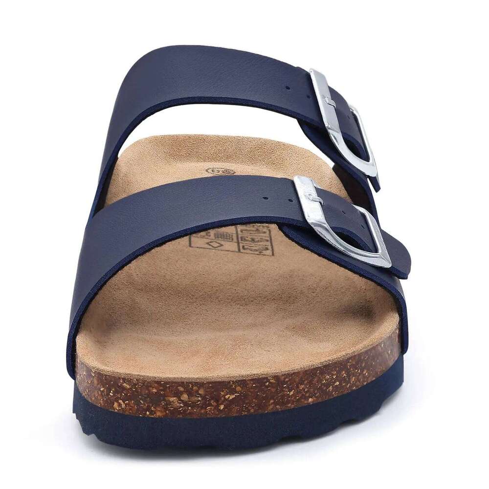 Kidmi Men's Footbed Slide Sandal Slip On Women Cork Nonslip Beach Sandals Female Adjustable Buckle Slides